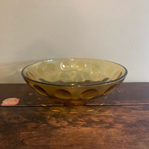 Hazel Atlas El Dorado Eldorado Coin Spot Optic 9" Amber Decorative‎ Serving Bowl - Picture 1 of 7